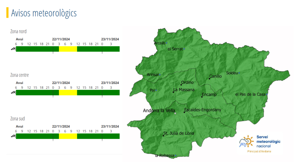 Avís groc per vent violent de matinada.