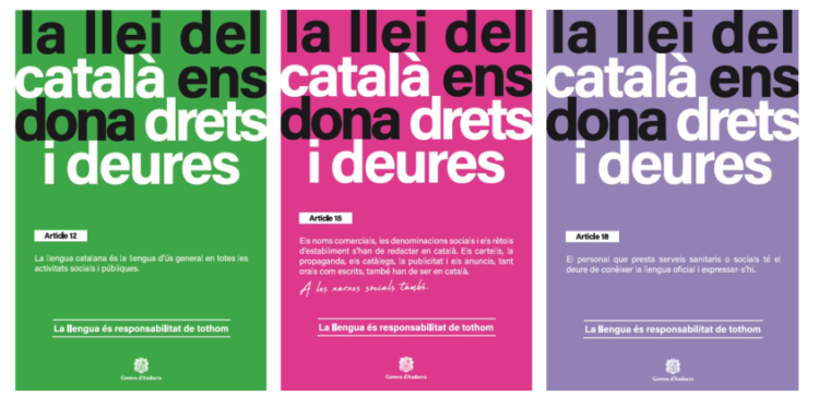 Imatge d'una campanya publicitària de la llei del català. Foto: Google.
