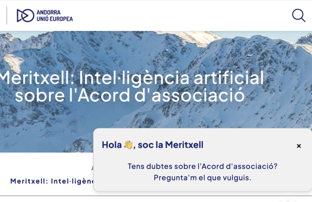 Imatge de l'asssitent d'IA sobre l'Acord. Foto: Acord Andorra UE.