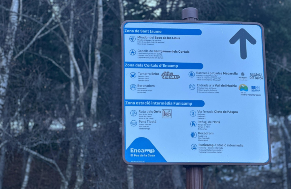 La nova senyalització a la zona dels Cortals.