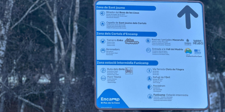 La nova senyalització a la zona dels Cortals.