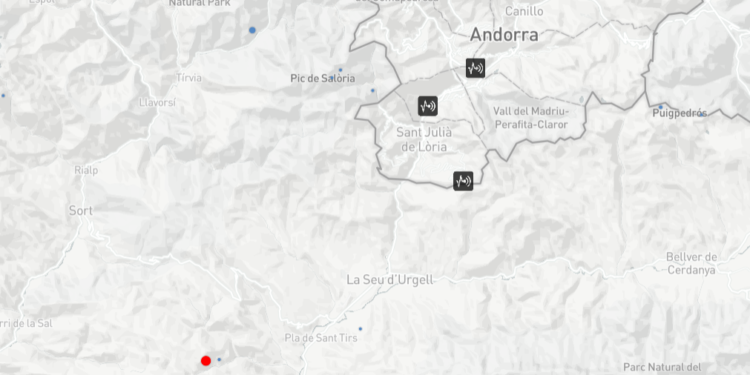 El punt vermell representa l'epicentre del terratrèmol.