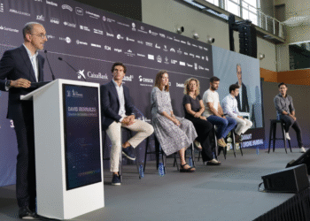 Un moment de la taula rodona que ha ajuntat els representants de cinc start-ups.