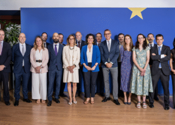 L'acte de signatura dels acords amb onze institucions financeres del Programa de Garanties del Compartiment d'Estat InvestEU sota el FRA gestionat pel FEI celebrat el dijous 12 de juny a Madrid.