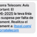 Missatge d'SMS que suplanta Andorra Telecom.