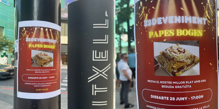 (fotonotícia) Denuncien l’ús de mobiliari públic d’Andorra la Vella per fer publicitat privada