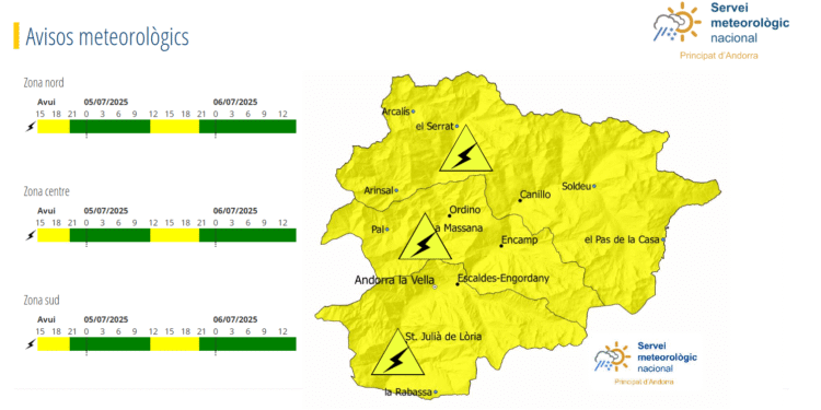 Avís groc per tempestes pel divendres i el dissabte.