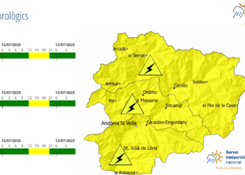 Avís groc per tempestes pel divendres i el dissabte.