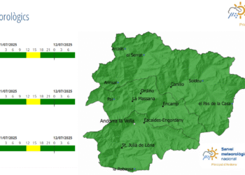 Avís groc per tempestes per al divendres.