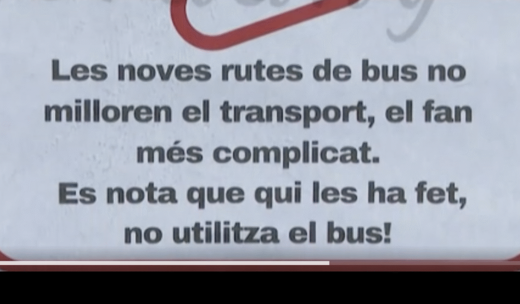 Imatge del cartell contra els canvis. Foto: ATV.