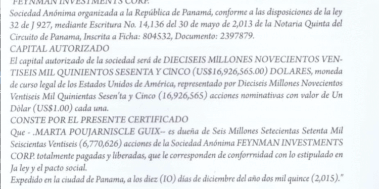 Imatge de l'aute notarial on la dona de Miquel es queda amb 6,7 milions. Foto: Arxiu.