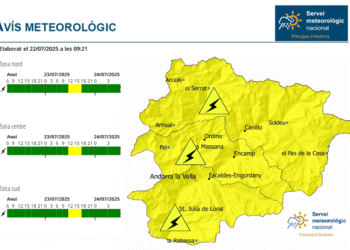 Avís groc aquest dimecres per la previsió de tempestes amb calamarsa