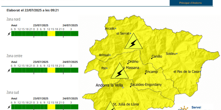 Avís groc aquest dimecres per la previsió de tempestes amb calamarsa