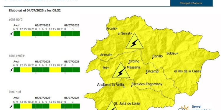 Avís groc per tempestes a la tarda