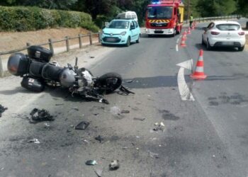 L'accident d'una moto a l'Hospitalet. Foto: LD.