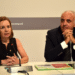 Els consellers a l'oposició d'Encamp, Marta Pujol i José Luís Agudo, en roda de premsa després de celebrar-se la sessió de consell de comú d'Encamp.