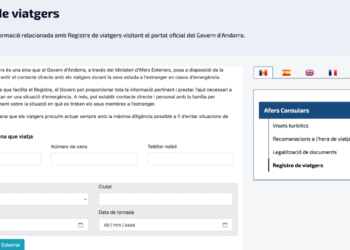Una imatge del registre de viatgers que es pot omplir al web del Govern.