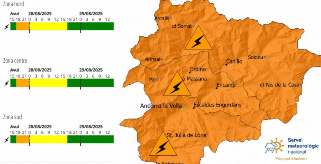 Avís taronja i avís groc per tempestes.