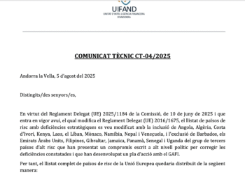 Imatge del comunicat de la UIFAND. Foto: UIFAND.