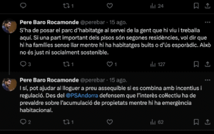 El tuit de Pere Baró. Font: Tuiter.