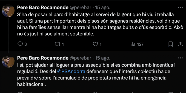 El tuit de Pere Baró. Font: Tuiter.