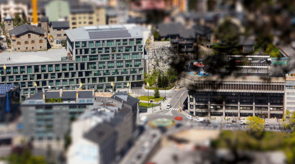 Vista aèria de l'edifici administratiu de Govern.