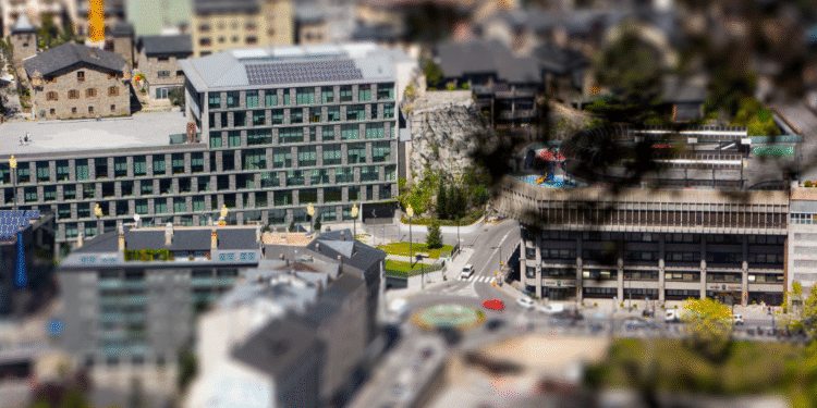 Vista aèria de l'edifici administratiu de Govern.
