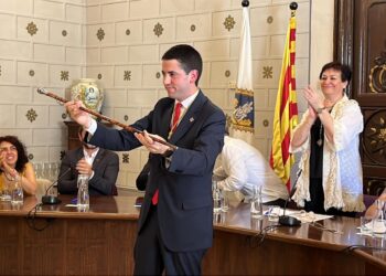 Joan Barrera en el jurament com a alcalde. Foto: Pirineus Digital.