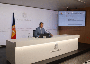 El ministre de Funció Pública i Transformació Digital, Marc Rossell, durant la presentació de la Cartera digital.