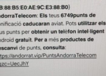 Avisen d’un intent d’estafa que suplanta Andorra Telecom via SMS