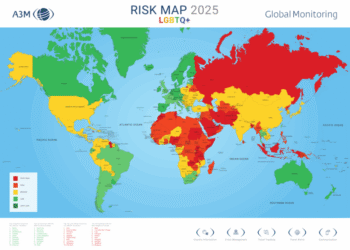 El mapa de riscos per als viatgers LGTBIQ+ publicat per A3M.