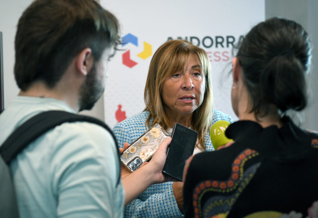 La ministra de Presidència, Economia, Treball i Habitatge, Conxita Marsol, en una atenció als mitjans aquest dimarts al matí. Foto: SFG