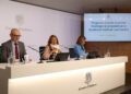 Els ministres de Finances i Presidència, Economia, Treball i Habitatge, Ramon Lladós i Conxita Marsol; i la directora general d'Andorra Banking, Esther Puigcercós. Foto: M. F. (ANA)