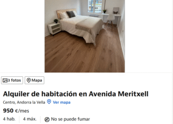 Imatge de l'habitació que s'ofereix per 950 euros al mes a Andorra la Vella.