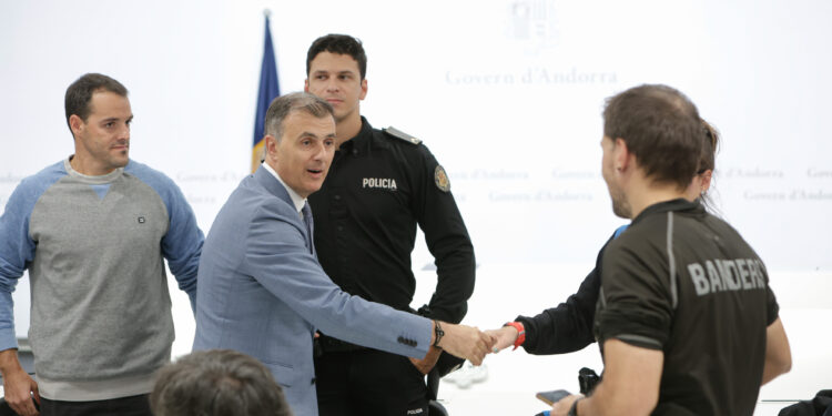 El ministre de Funció Pública, Marc Rossell, durant l'acte de signatura de l'acord retributiu. Foto: SFG