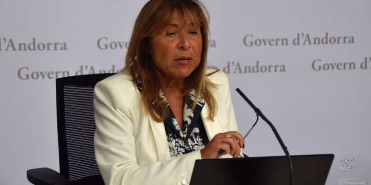 La ministra de Presidència, Economia, Treball i Habitatge, Conxita Marsol, presentant el Projecte de llei de continuïtat i consolidació de les mesures per al creixement sostenible.