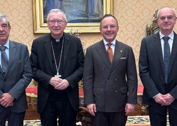 Espot, Baró i Àlvarez amb el secretari d'Estat de la Santa Seu, Pietro Parolin. Foto: Govern d'Andorra