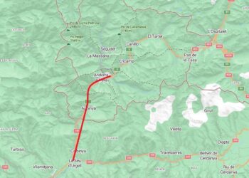 El recorregut que faria el tramvia entre la Seu i Andorra.