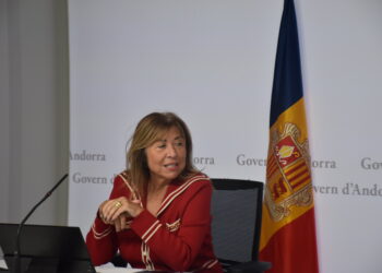 La ministra de Presidència, Economia, Treball i Habitatge, Conxita Marsol, durant la roda de premsa. Foto: D. M. (ANA)