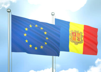 Banderes de la UE i d'Andorra. Foto: Google.