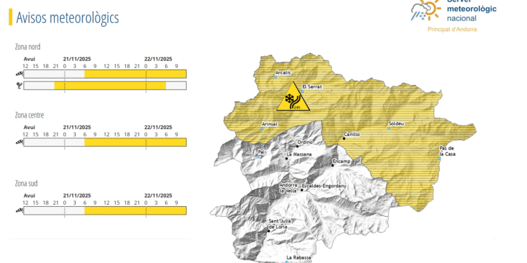 Avisos grocs per acumulació de neu i vent.