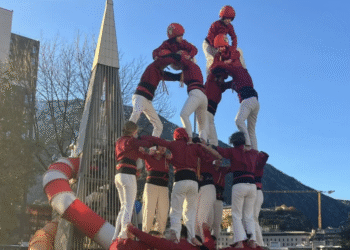 Imatge del set de sis dels Castellers d'Andorra. Foto: Instagram.