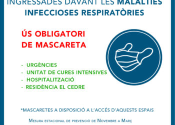 Mascareta obligatòria a l’hospital per prevenir malalties respiratòries