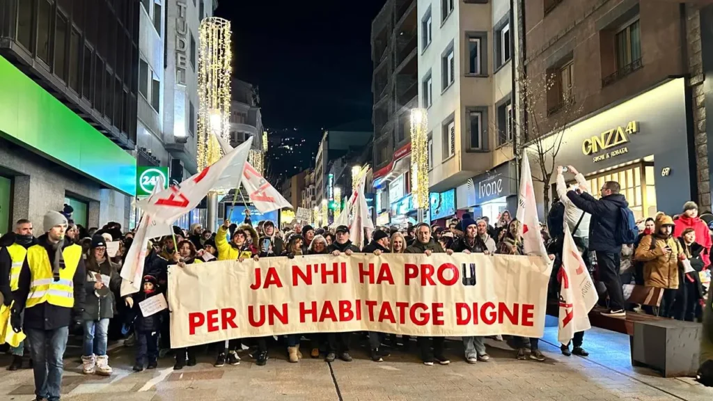 Manifestació per la situació de l'habitatge el 8 de desembre del 2023. Foto: Arxiu.