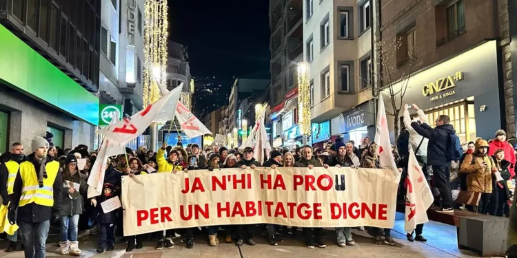 Manifestació per la situació de l'habitatge el 8 de desembre del 2023. Foto: Arxiu.