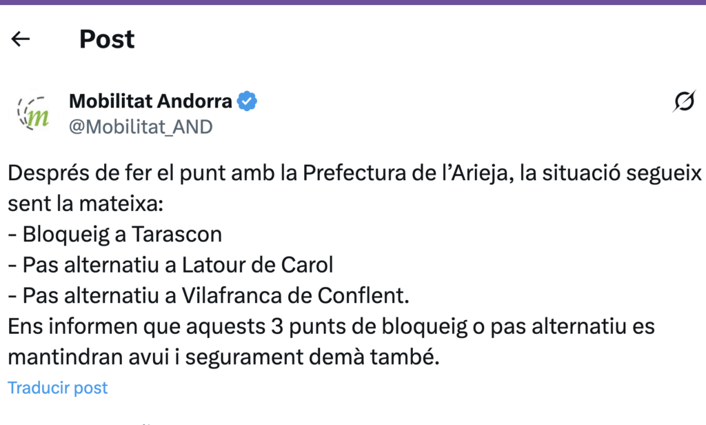 Anunci de Mobilitat. Foto: X.