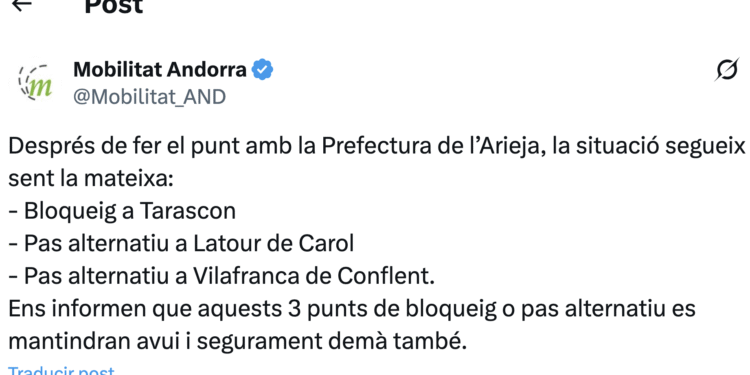 Anunci de Mobilitat. Foto: X.