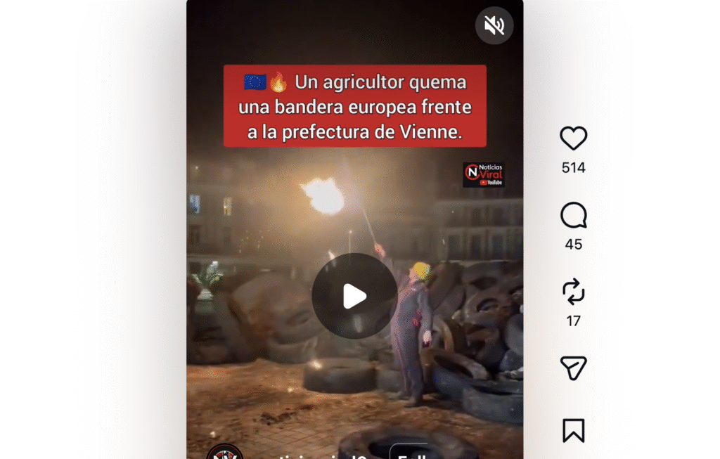 Imatge del moment de la crema de la bandera comunitària. Foto: Instagram.