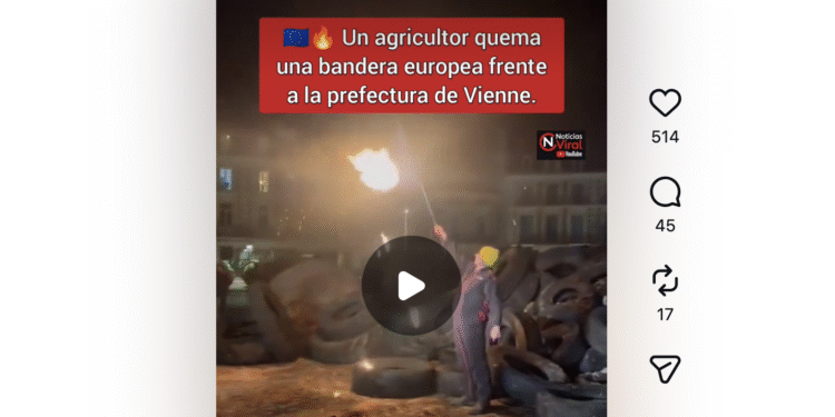 Imatge del moment de la crema de la bandera comunitària. Foto: Instagram.