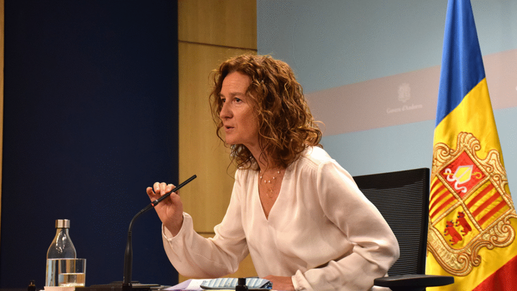 Sílvia Calvó en una compareixença davant dels mitjans de comunicació.